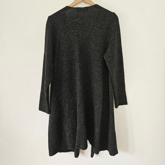 Baltic Inspirations Wool Long Cardigan Sweater XL Charcoal Grey‎ Open Front - Picture 6 of 8